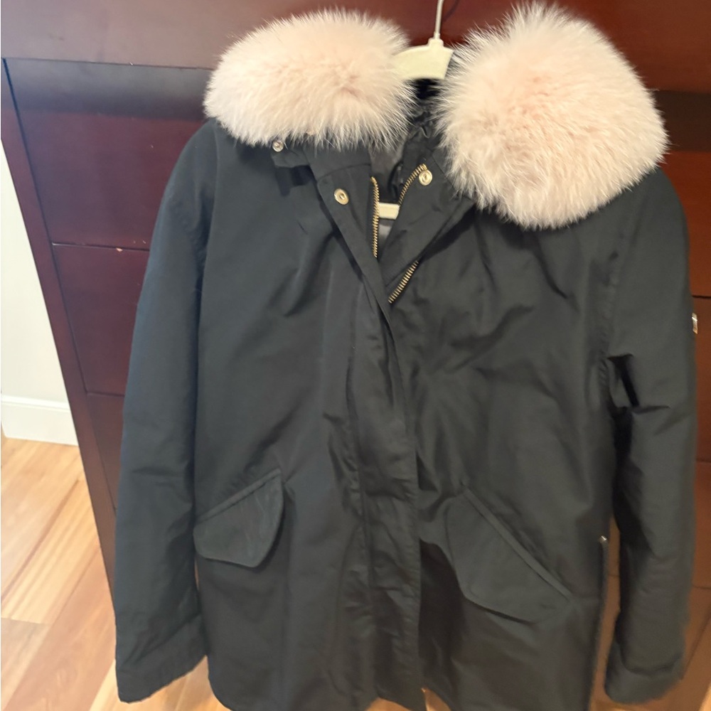 GORSKI Black Coat with Soft Pink fox trim